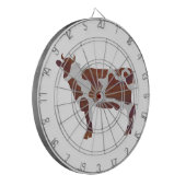 Koe Bruin en Witte Silhouette Dartbord (Voorkant Links)