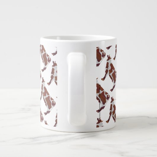 Koe Bruin en Witte Silhouette Grote Koffiekop (Achterkant)