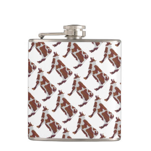 Koe Bruin en Witte Silhouette Heupfles