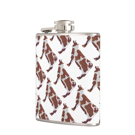 Koe Bruin en Witte Silhouette Heupfles (Links)