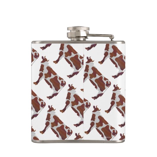 Koe Bruin en Witte Silhouette Heupfles (Achterkant)