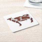 Koe Bruin en Witte Silhouette Kartonnen Onderzetters (Schuin)