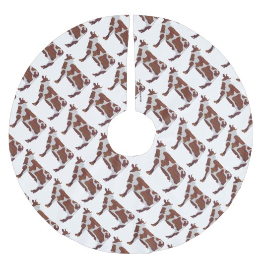 Koe Bruin en Witte Silhouette Kerstboom Rok (Voorkant)