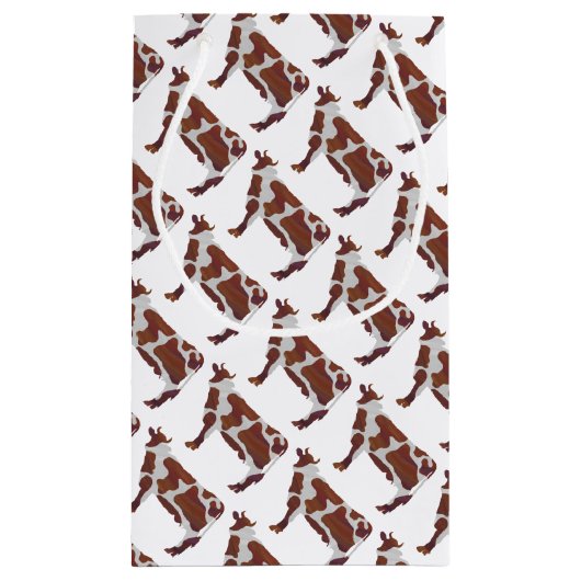 Koe Bruin en Witte Silhouette Klein Cadeauzakje (Achterkant)