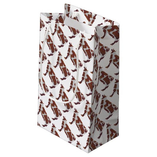 Koe Bruin en Witte Silhouette Klein Cadeauzakje (Achterkant Gekanteld)