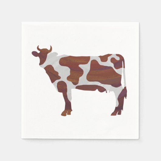 Koe Bruin en Witte Silhouette Servet (Voorkant)