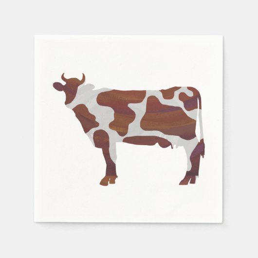 Koe Bruin en Witte Silhouette Servetten (Voorkant)