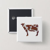 Koe Bruin en Witte Silhouette Vierkante Button 5,1 Cm (Voorkant /achterkant)