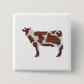 Koe Bruin en Witte Silhouette Vierkante Button 5,1 Cm (Voorkant)