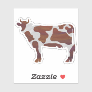 Koe bruin en witte stip silhouet sticker
