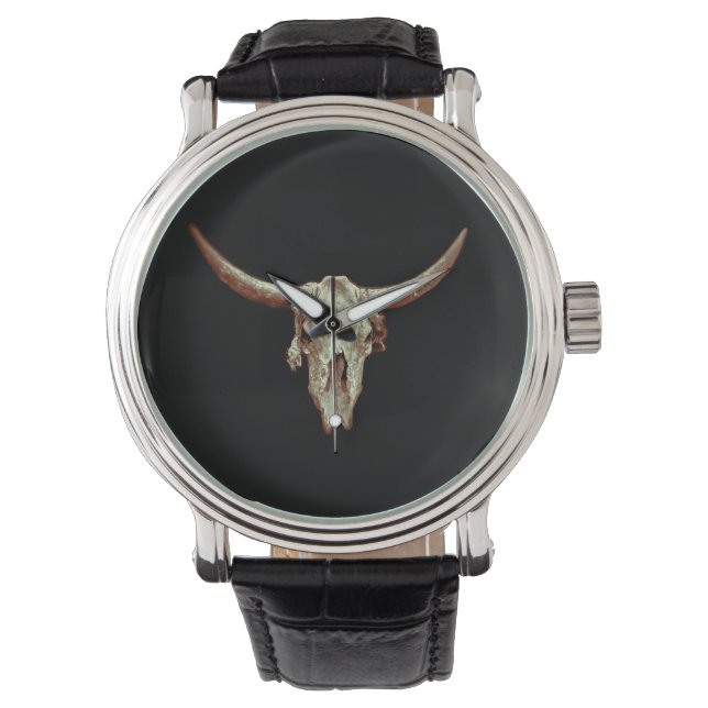 Koe Bruin Land Western Robuusachtige stijl Horloge (Voorkant)