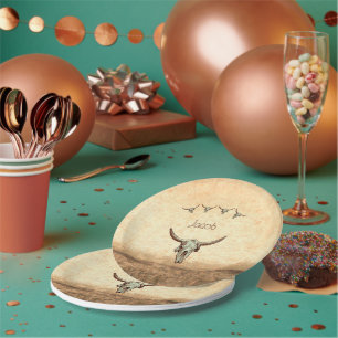 Koe Bruin Western land Robuusachtige stijl Papieren Bordje