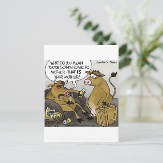 Koe Bull Divorce Funny Cartoon Gifts & T - shirts Briefkaart (Staand voorkant)