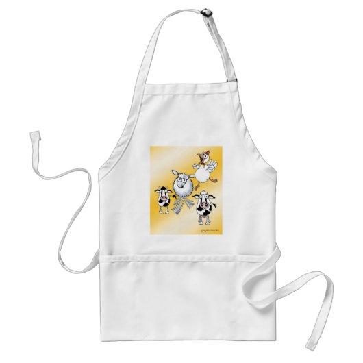 Koe, Bull, Sheep en Chicken BBQ Apron. Standaard Schort (Voorkant)
