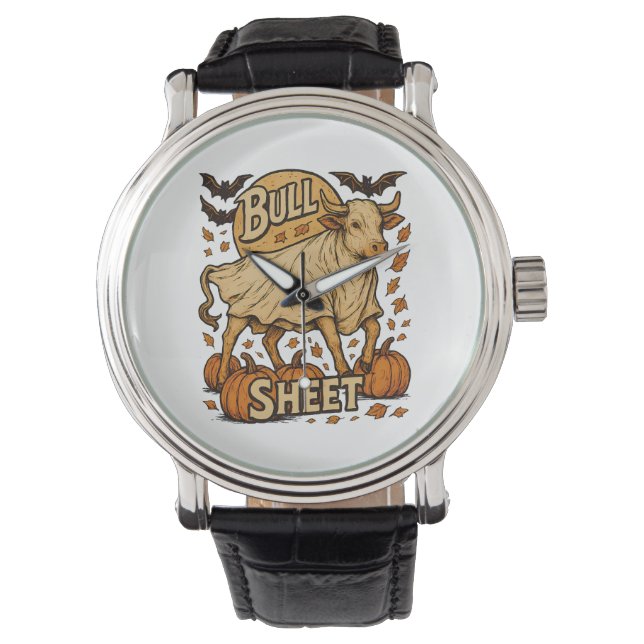 Koe Bull Sheet Halloween Horloge (Voorkant)