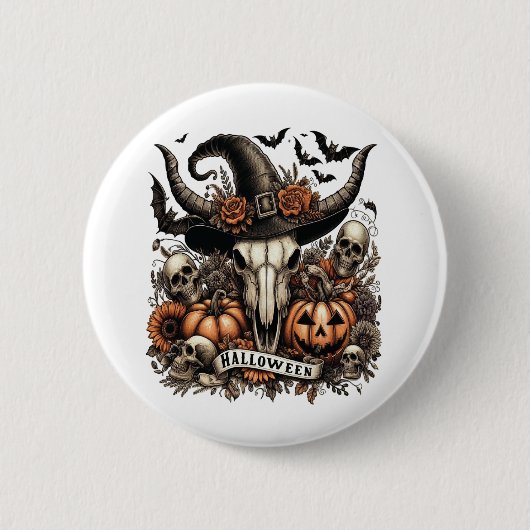 Koe Bull Sheet Halloween Ronde Button 5,7 Cm (Voorkant)