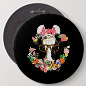 Koe Bunny Ears Happy Easter Farmer Ronde Button 6,0 Cm (Voorkant /achterkant)