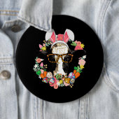 Koe Bunny Ears Happy Easter Farmer Ronde Button 6,0 Cm (In situ)