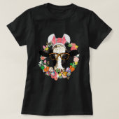 Koe Bunny Ears Happy Easter Farmer T-shirt (Design voorkant)