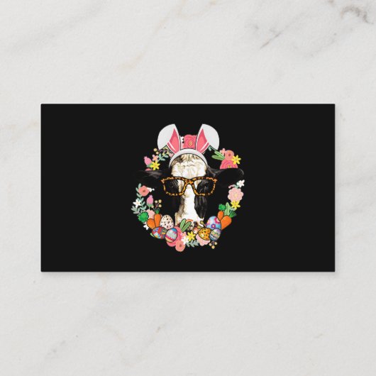 Koe Bunny Ears Happy Easter Farmer Visitekaartje (Achterkant)