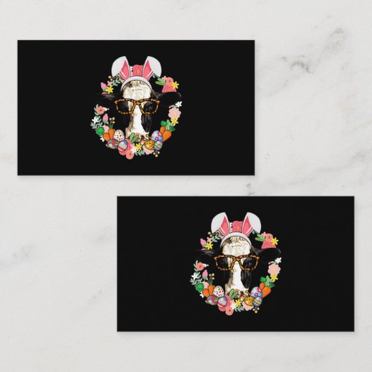 Koe Bunny Ears Happy Easter Farmer Visitekaartje (Voorkant / Achterkant)