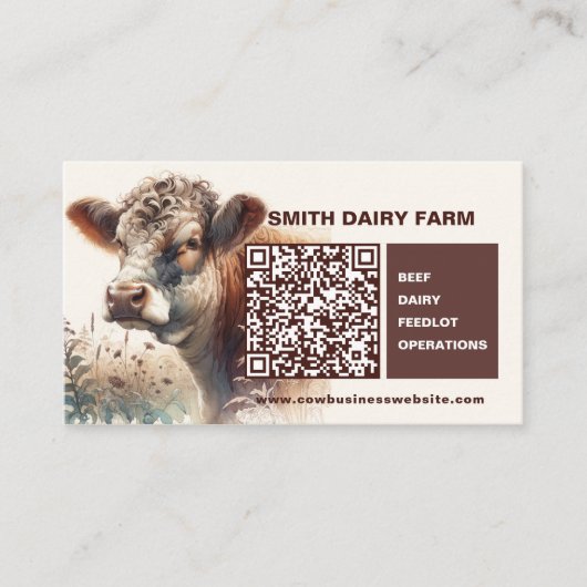 Koe Business QR Code Kaarten Visitekaartje (Voorkant)