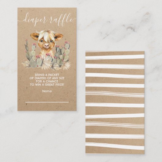 Koe-cactus - Kaart met luier Raffle (Voorkant / Achterkant)