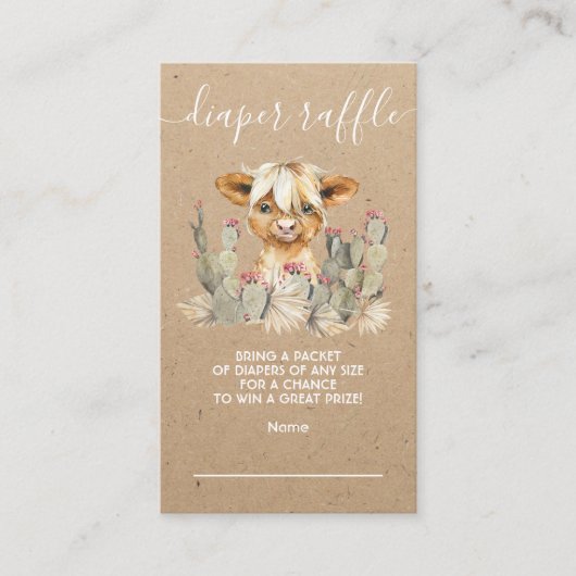Koe-cactus - Kaart met luier Raffle (Voorkant)