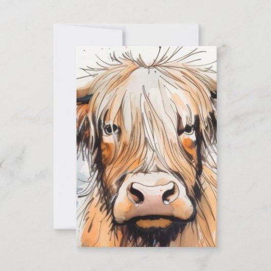 Koe cadeau, hooglandkoe bedankkaart (Voorkant)