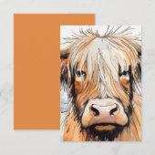 Koe cadeau, hooglandkoe bedankkaart (Voorkant / Achterkant)