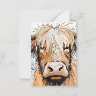 Koe cadeau, hooglandkoe notitiekaartje