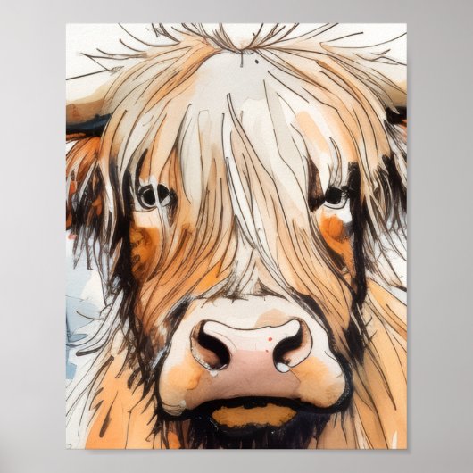Koe cadeau, hooglandkoe  poster (Voorkant)