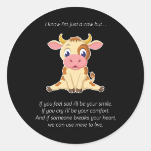 Koe Cadeaus   Een Koe met een Koe met een lage sne Ronde Sticker