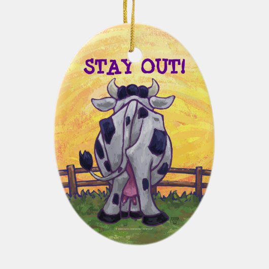 Koe cadeaus en Accessoires Keramisch Ornament (Achterkant)