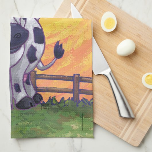 Koe cadeaus en Accessoires Theedoek (Quarter Fold)