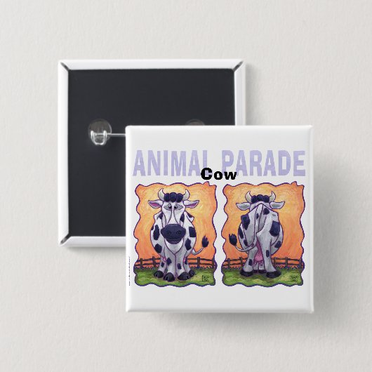 Koe cadeaus en Accessoires Vierkante Button 5,1 Cm (Voorkant /achterkant)