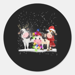Koe Cadeaus   Funny Koe Snow Ronde Sticker