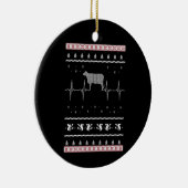 Koe Cadeaus | Koe met kerstsneeuw hartslag Keramisch Ornament (Rechts)