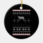 Koe Cadeaus | Koe met kerstsneeuw hartslag Keramisch Ornament (Voorkant)
