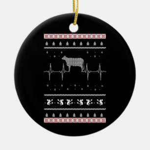 Koe Cadeaus   Koe met kerstsneeuw hartslag Keramisch Ornament