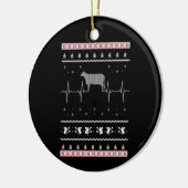 Koe Cadeaus | Koe met kerstsneeuw hartslag Keramisch Ornament (Links)