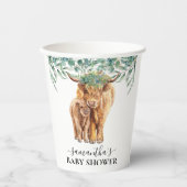 Koe Calf Baby shower Eucalyptus Papieren Bekers (Voorkant)