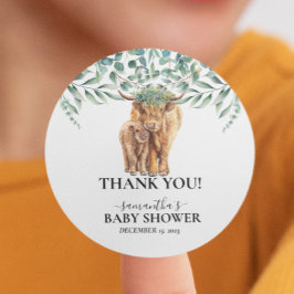 Koe Calf Baby shower Eucalyptus Ronde Sticker