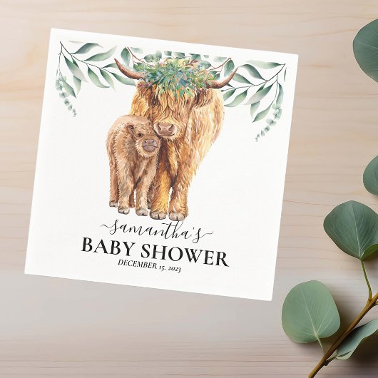 Koe Calf Baby shower Eucalyptus Servet