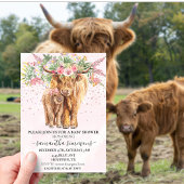 Koe Calf Baby shower voor roze meiden Floral hoogl Kaart