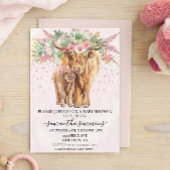 Koe Calf Baby shower voor roze meiden Floral hoogl Kaart