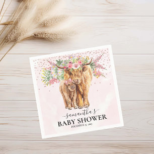 Koe Calf Baby shower voor roze meiden Floral hoogl Servet