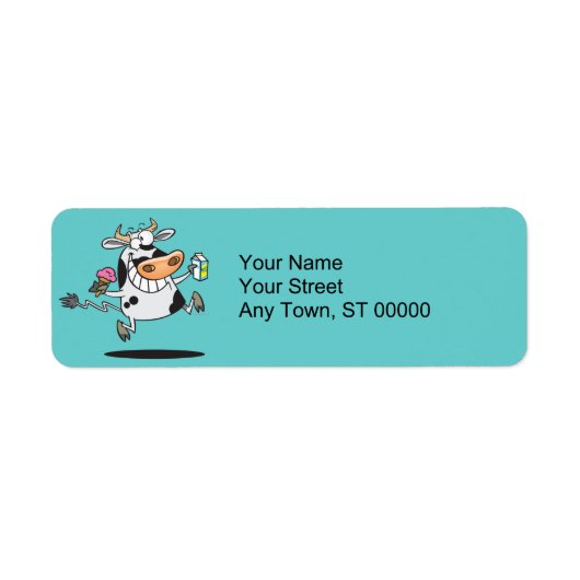 koe cartoon consumptie - ijs etiket (Voorkant)