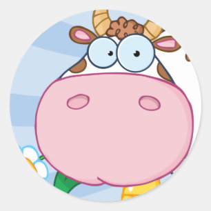 Koe Cartoon Karakter Ronde Sticker