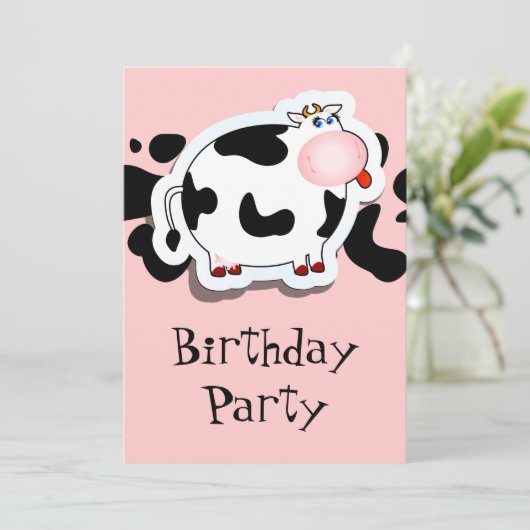 koe cartoon, uitnodiging (Staand voorkant)
